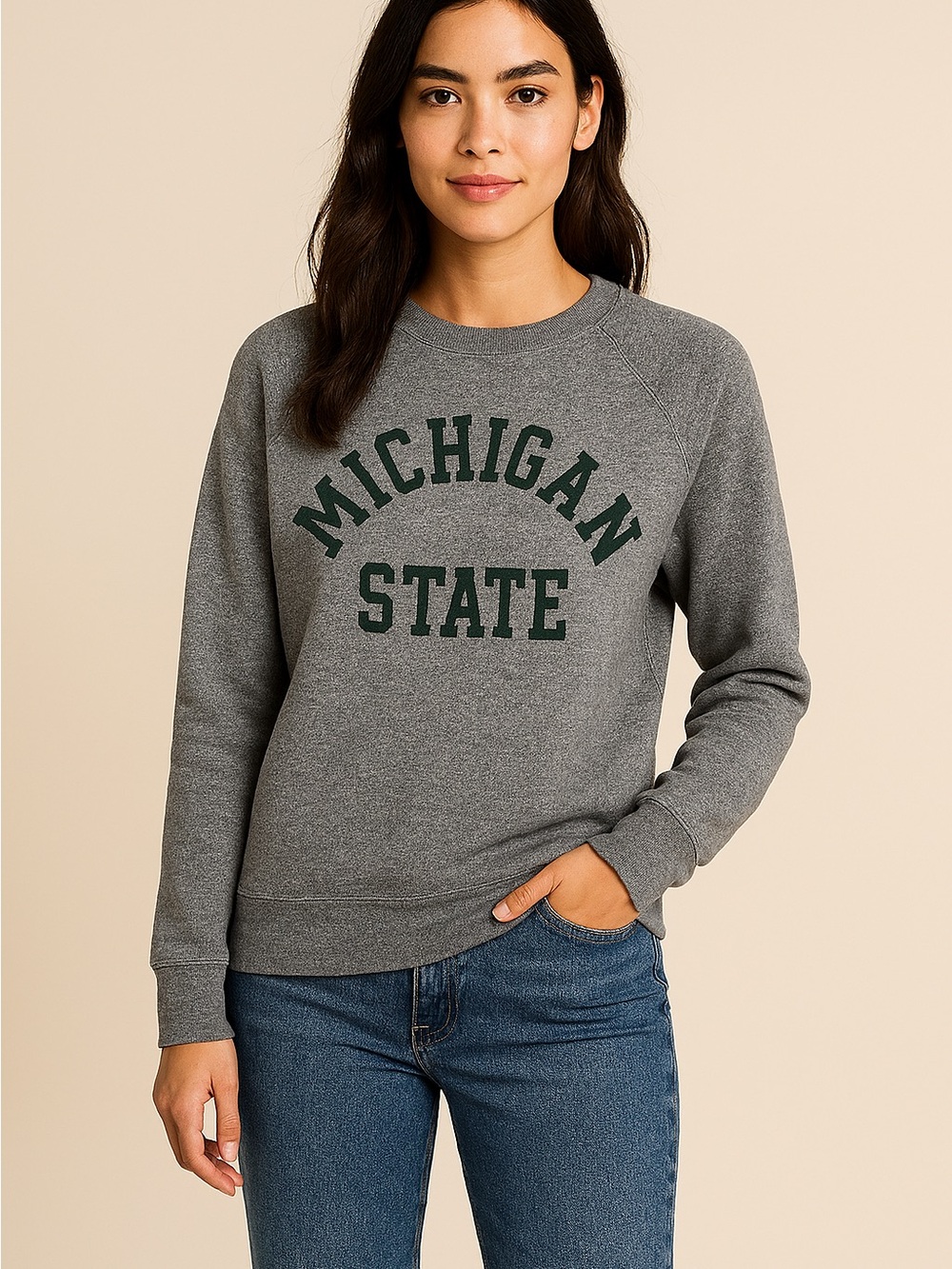 Michigan State Women's Grey Crewneck Sweatshirt